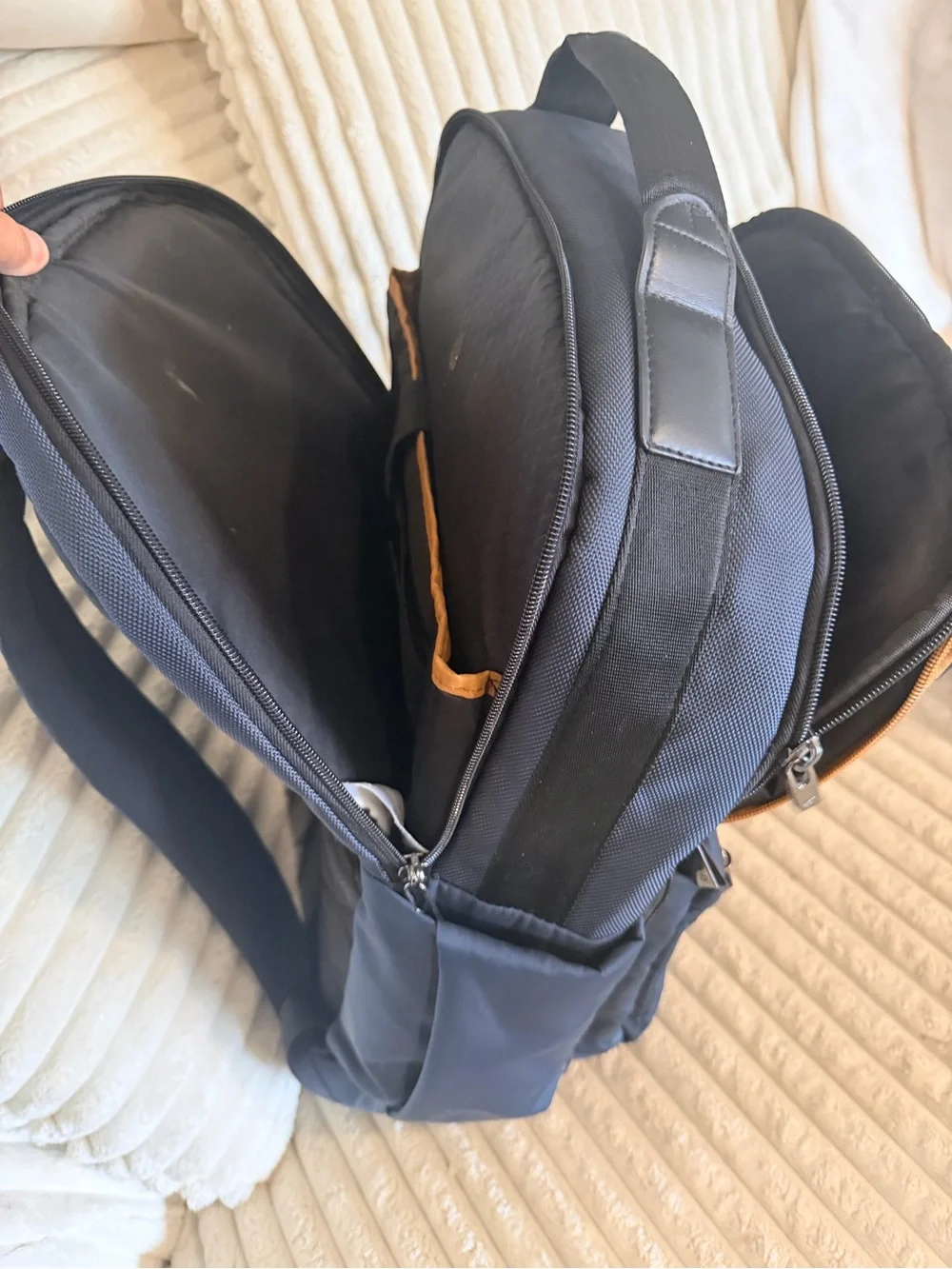 Navy Blue Men's Everyday Travel Backpack with Front Pockets